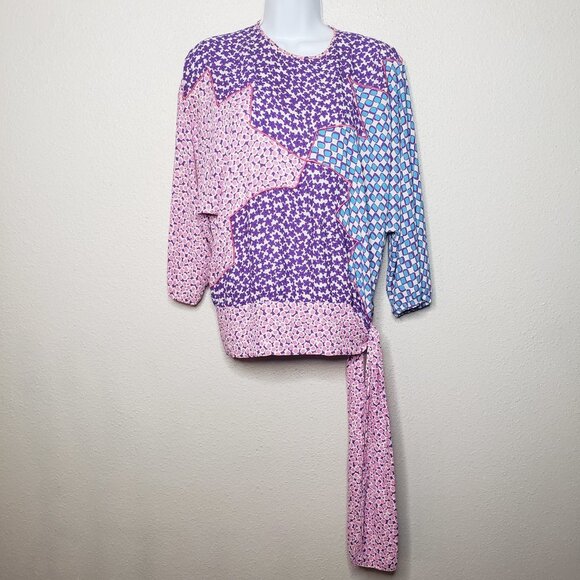 Dian Freis Tops - Vintage Diane Freis Sz M Multicolored Embroidered Patchwork Blouse(946)
